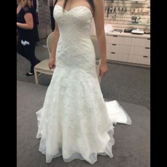 JEWEL BRAND NEW! ORGANZA TRUMPET WEDDING DRESS Ivory color - Picture 1 of 6